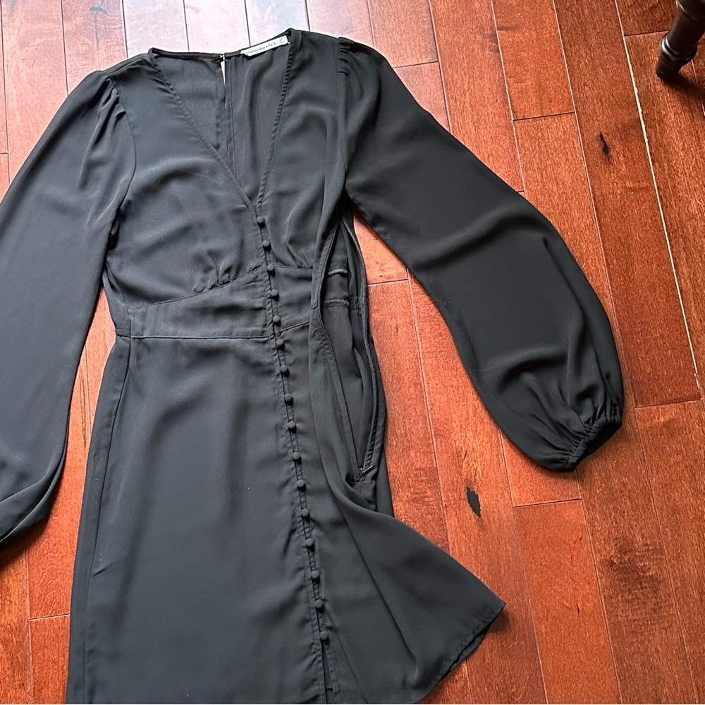 Abercrombie & Fitch Black Long Sleeve Button Down Dress Small T (tall) - Picture 3 of 10